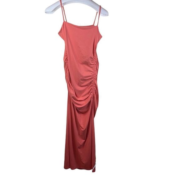 NWT Revolve Susana Monaco Size XL Tank Dress Peach Blush Ruched Slit Maxi Length - Picture 3 of 8